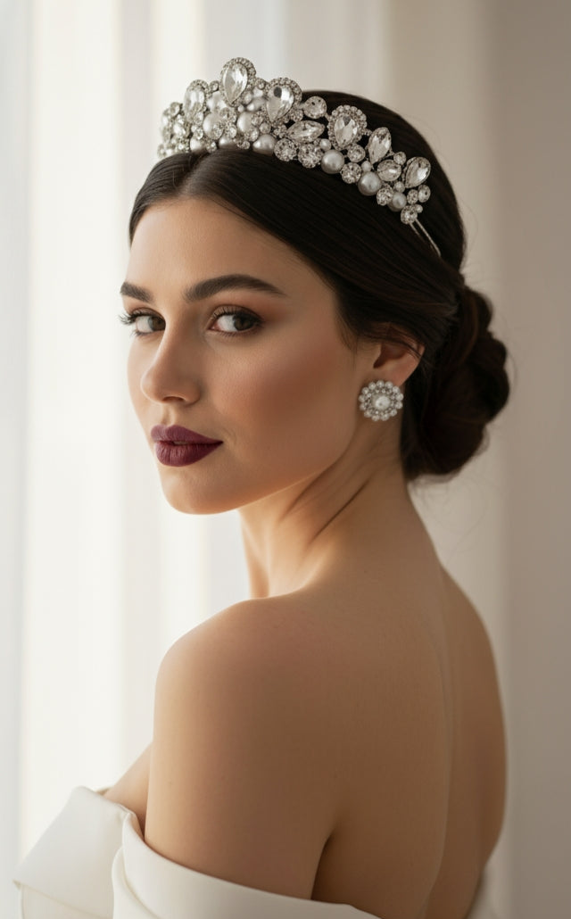 Crystal & pearl Diadem