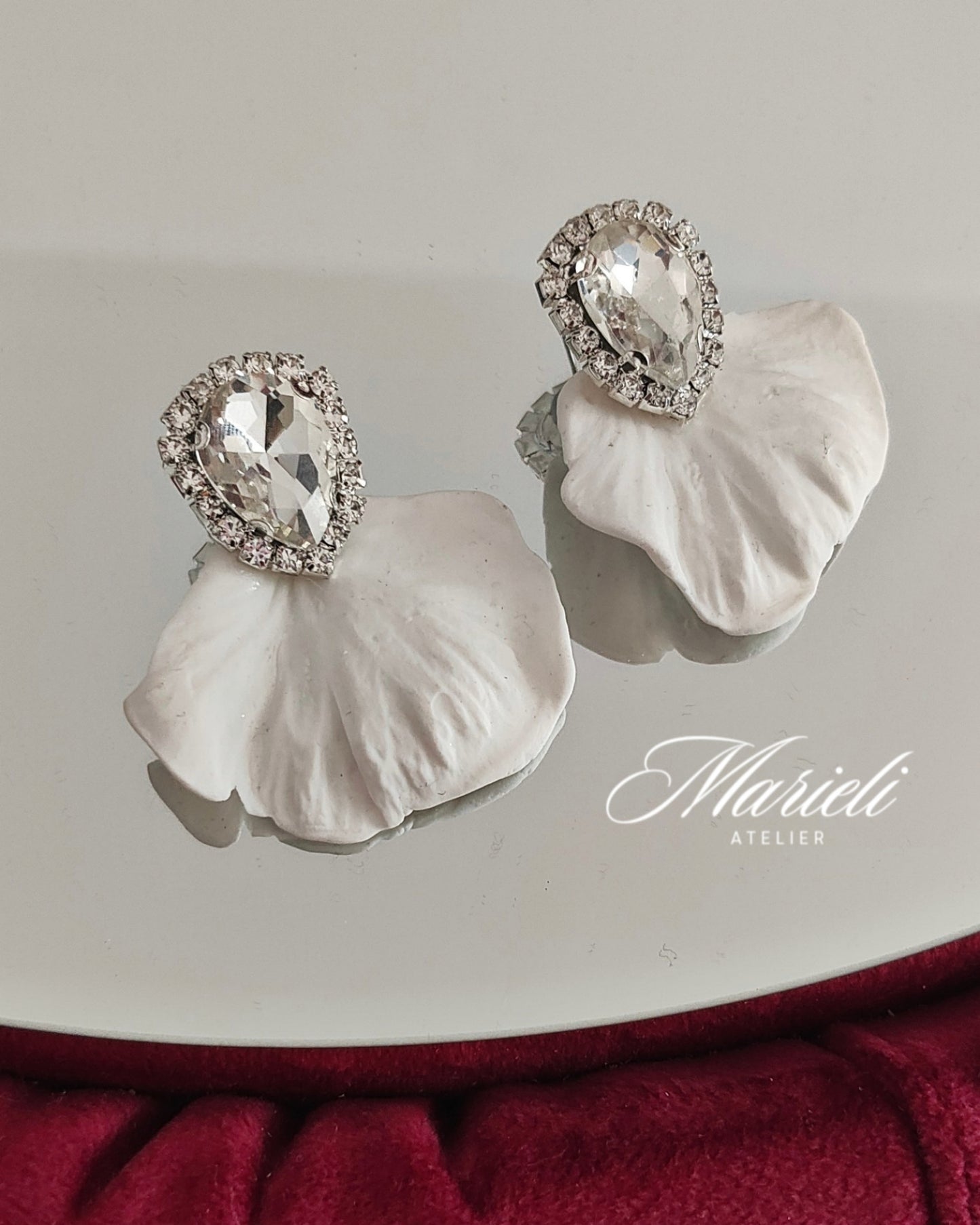Handmade petals earrings with crystals