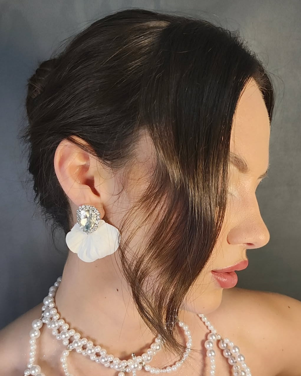 Handmade petals earrings with crystals
