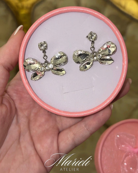 Bow tie crystal earrings