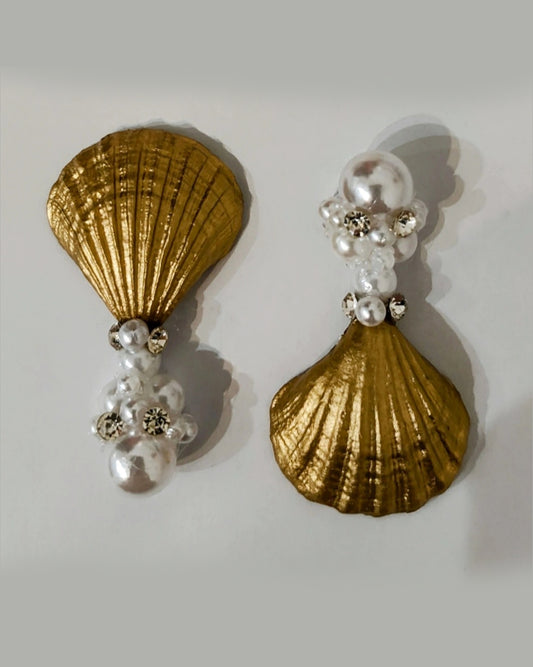 Gold plated shell earrings