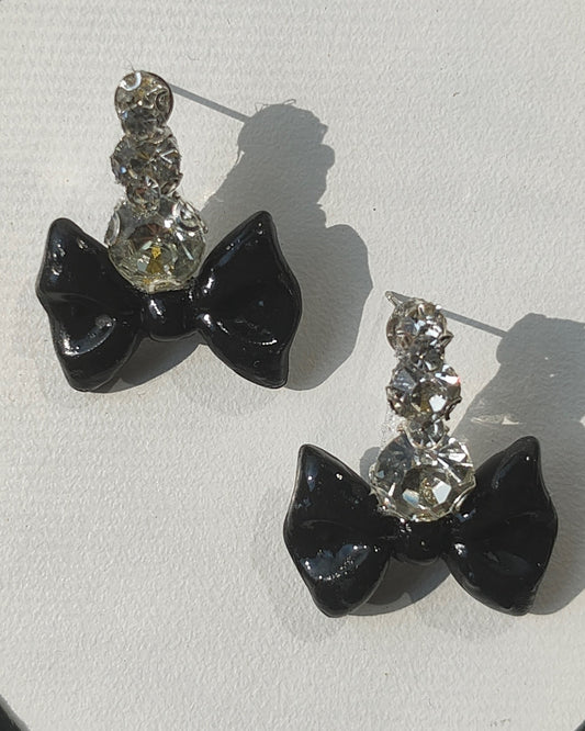 Bow tie with crystal stud earrings