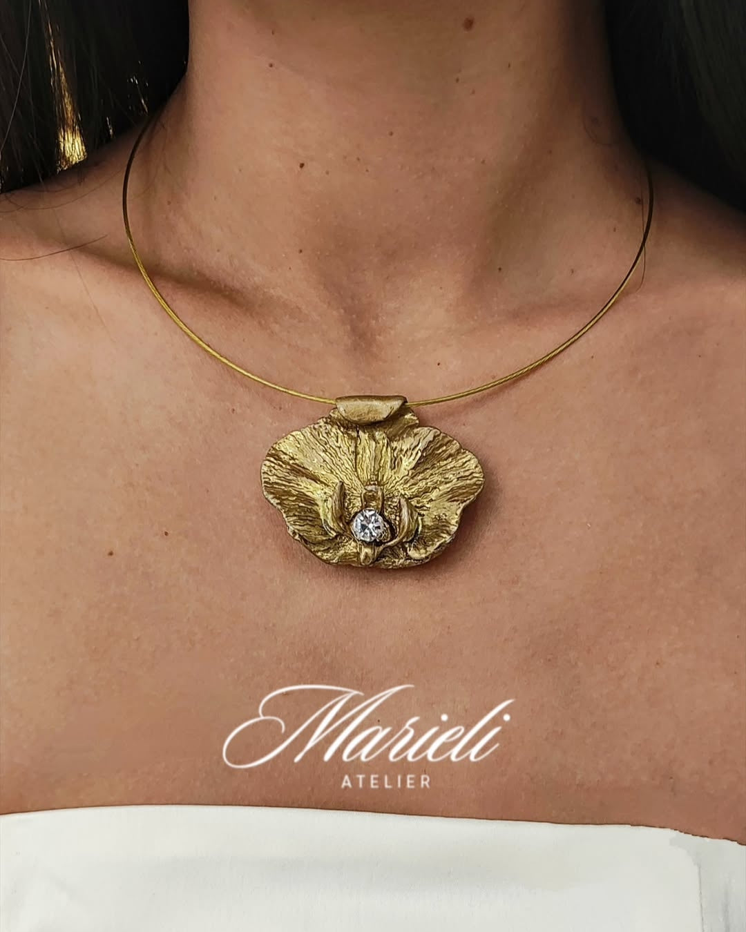 Orchid Gold plated Statment necklace