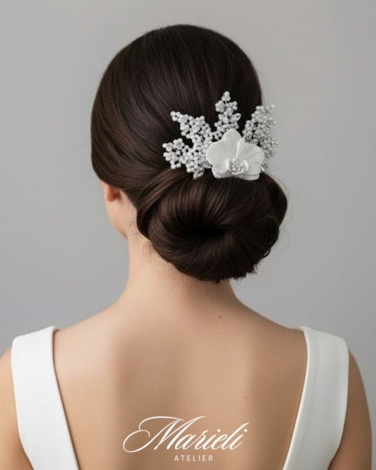 Handmade orchid bridal hair jewlery