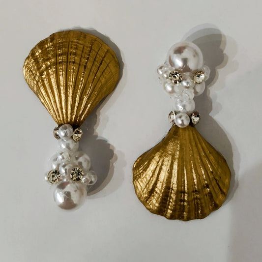 Handmade gold plated shell earrings