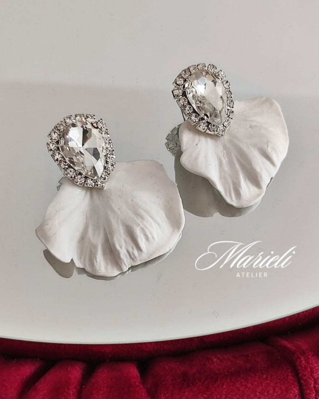Handmade petals earrings with crystals